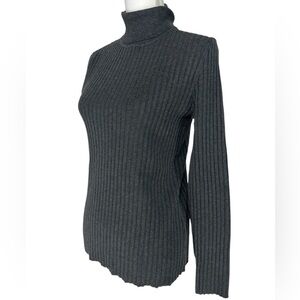 CABLE & GAUGE / Charcoal Gray Ribbed Turtleneck / Medium